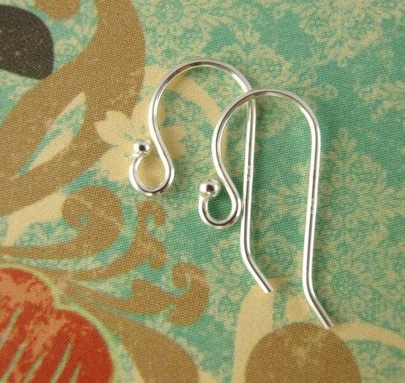 4 Pairs Petite Sterling Silver Ear Wires - Simple Style With 1.5mm Ball - Also Antique Sterling and Black Sterling