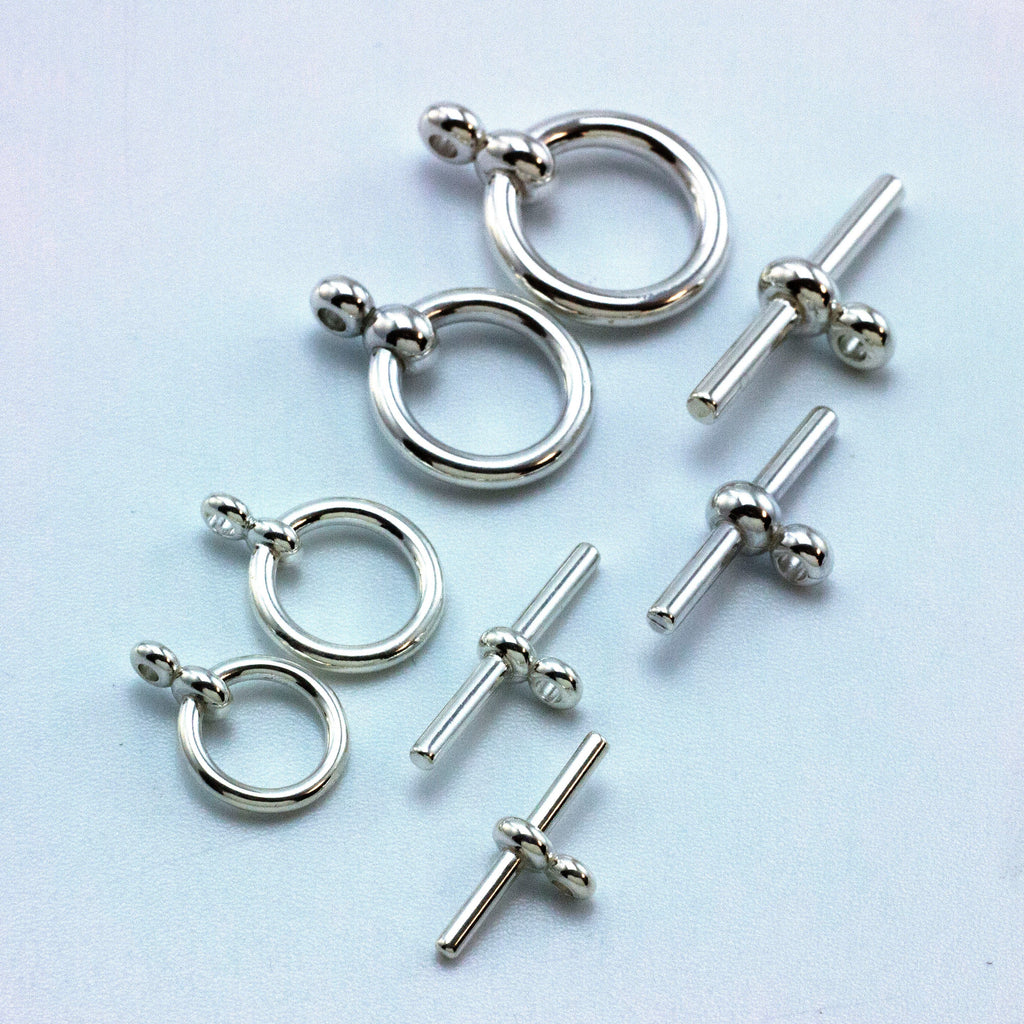 1 Simple Sterling Silver Toggle Clasp - Flat End in 6 Sizes and 3 Finishes