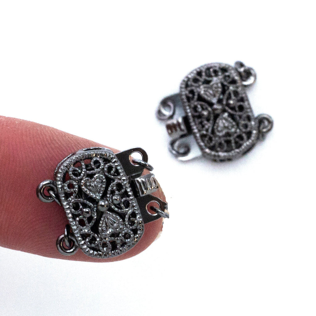 2 Strand Elegant Filigree Box Clasp - Gold Plate. Silver Plate. Gunmetal, Antique Gold, and Antique Silver