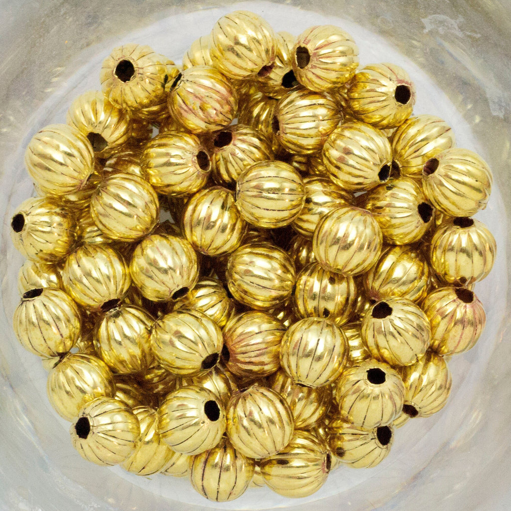 Corrugated Round Beads in Yellow Brass or Gold Brass - Ready to Patina or Seal 2.4mm, 3.2mm, 4mm, 4.8mm, 6.3mm, 8mm, 9.5mm