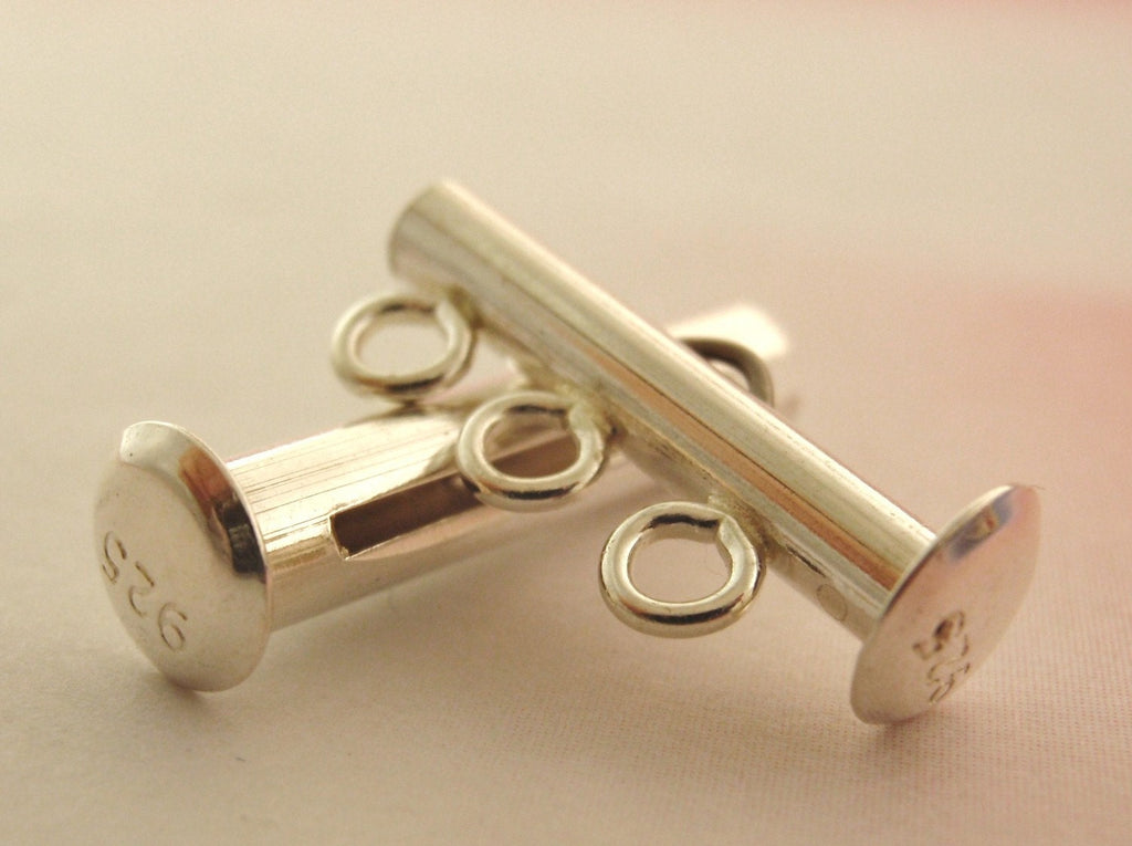 1 - Sterling Silver Slide Lock Clasp 2, 3, 4, 5, 6, Strand - Shiny or Antique 100% Guarantee