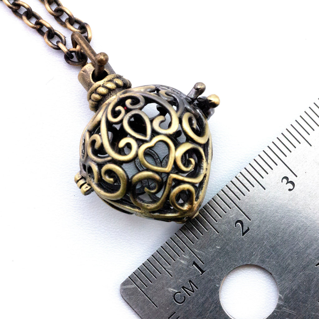Filigree Heart Aromatherapy Locket in Antique Brass or Choose Finished Necklace