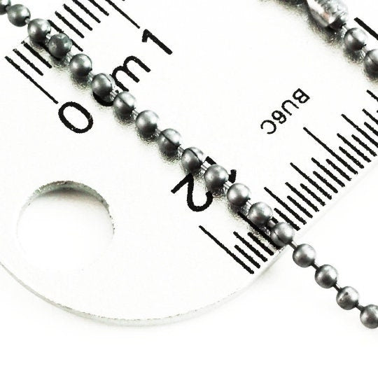Sterling Silver Bead Chain - 1mm - By the Foot or Finished in Custom Lengths and Finishes - Bright, Antique or Black - Made in the USA