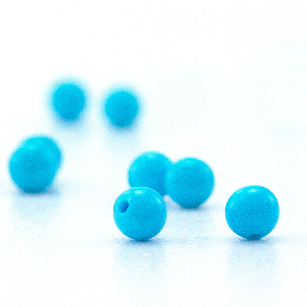 2 Round Sleeping Beauty Turquoise Beads - 3mm Grade A-