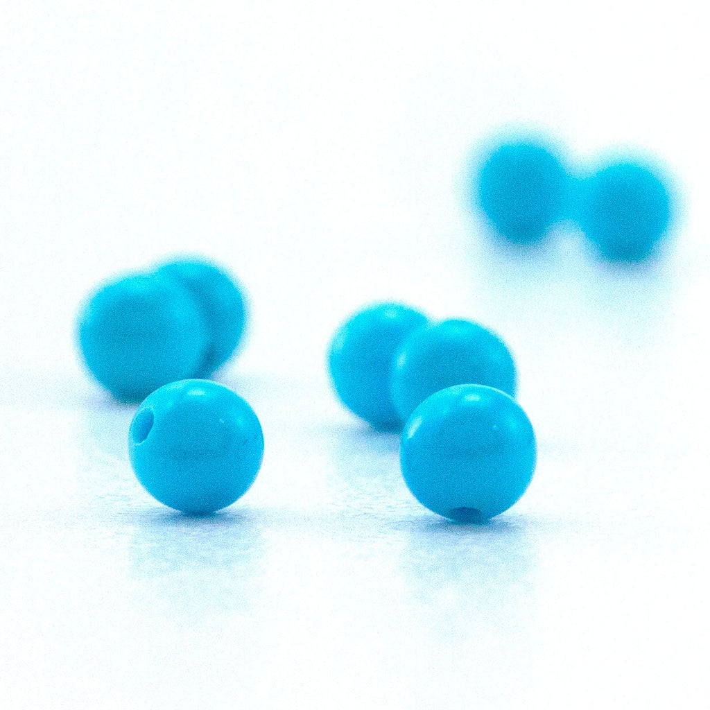 2 Round Sleeping Beauty Turquoise Beads - 3mm Grade A-