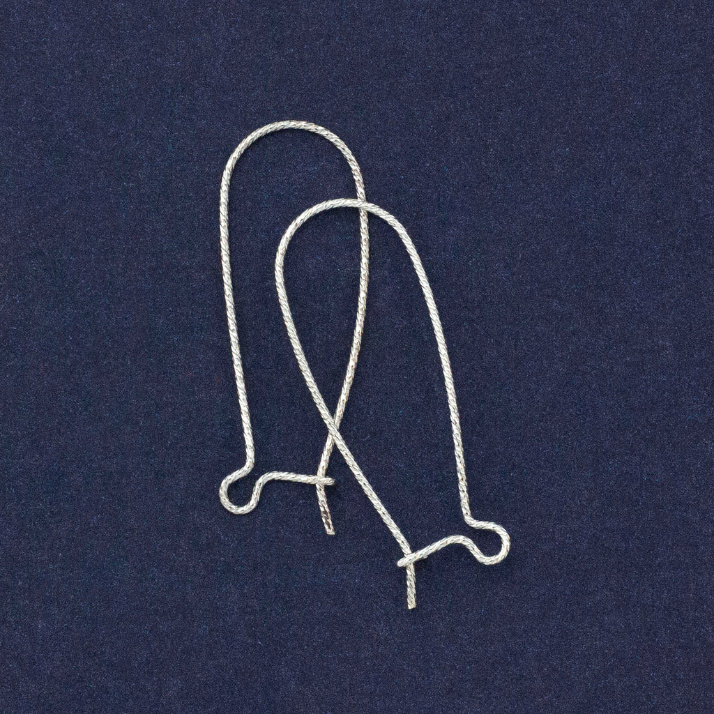 1 Pair Large Kidney Ear Wires - 21 gauge in Sterling Silver, Silver Filled, Antique Sterling, Black Sterling, Vermeil