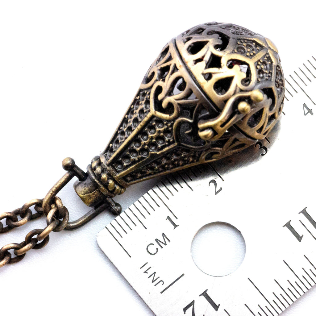 I Dream of Jeannie Aromatherapy Locket in Antique Brass 41mm X 21mm - 14mm Bead Cage