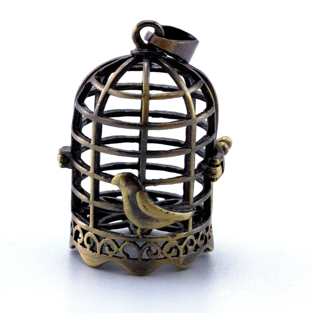 Filigree Locket - Bird Cage Aromatherapy or Bead Cage Pendant in Antique Gold or Antique Silver