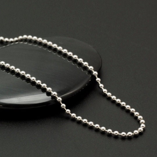 Sterling Silver Bead Chain - 2mm - By the Foot or Finished in Custom Lengths and Finishes - Bright, Antique or Black - Made in the USA Chain