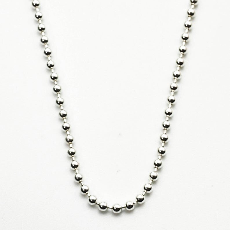 Sterling Silver Bead Chain - 4mm - By the Foot or Finished in Custom Lengths and Finishes - Bright, Antique or Black - Made in the USA
