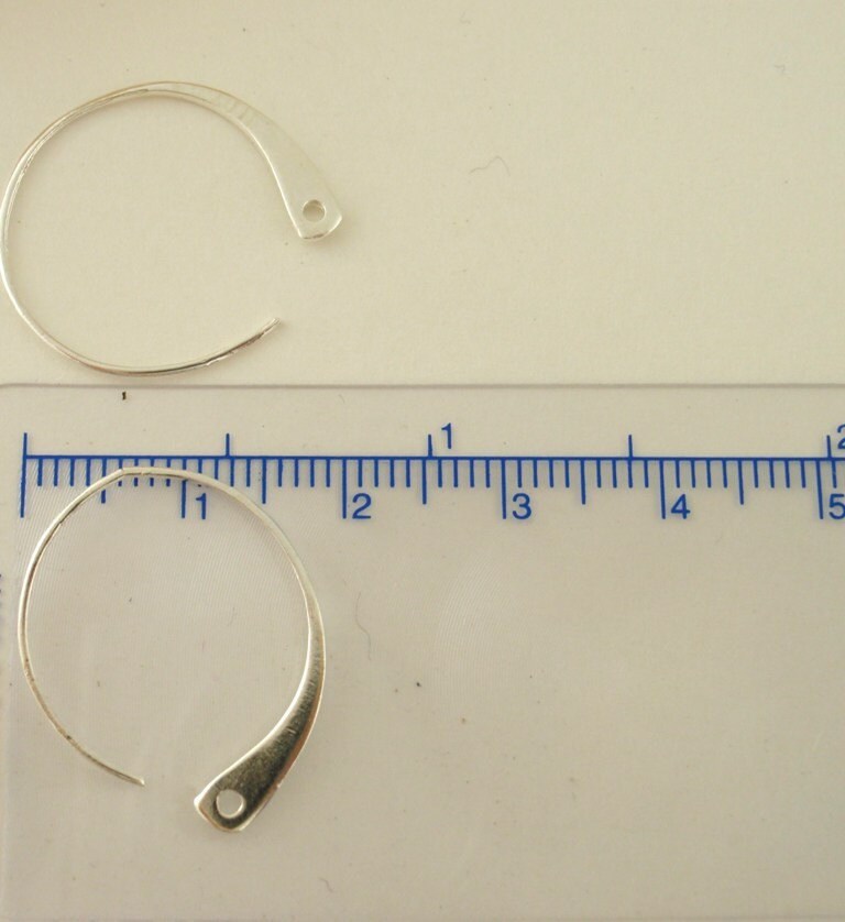 1 Pair 20mm Sterling Silver Ear Wires - Hammered Hoops with Hole - Bright, Antique or Black Finish