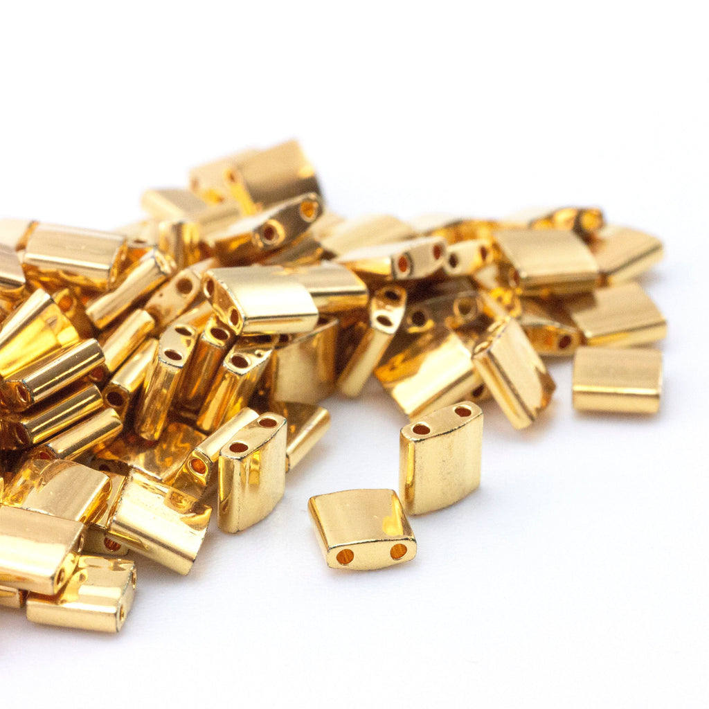 24kt Gold Miyuki Tila Beads - 5mm Square - 100% Guarantee
