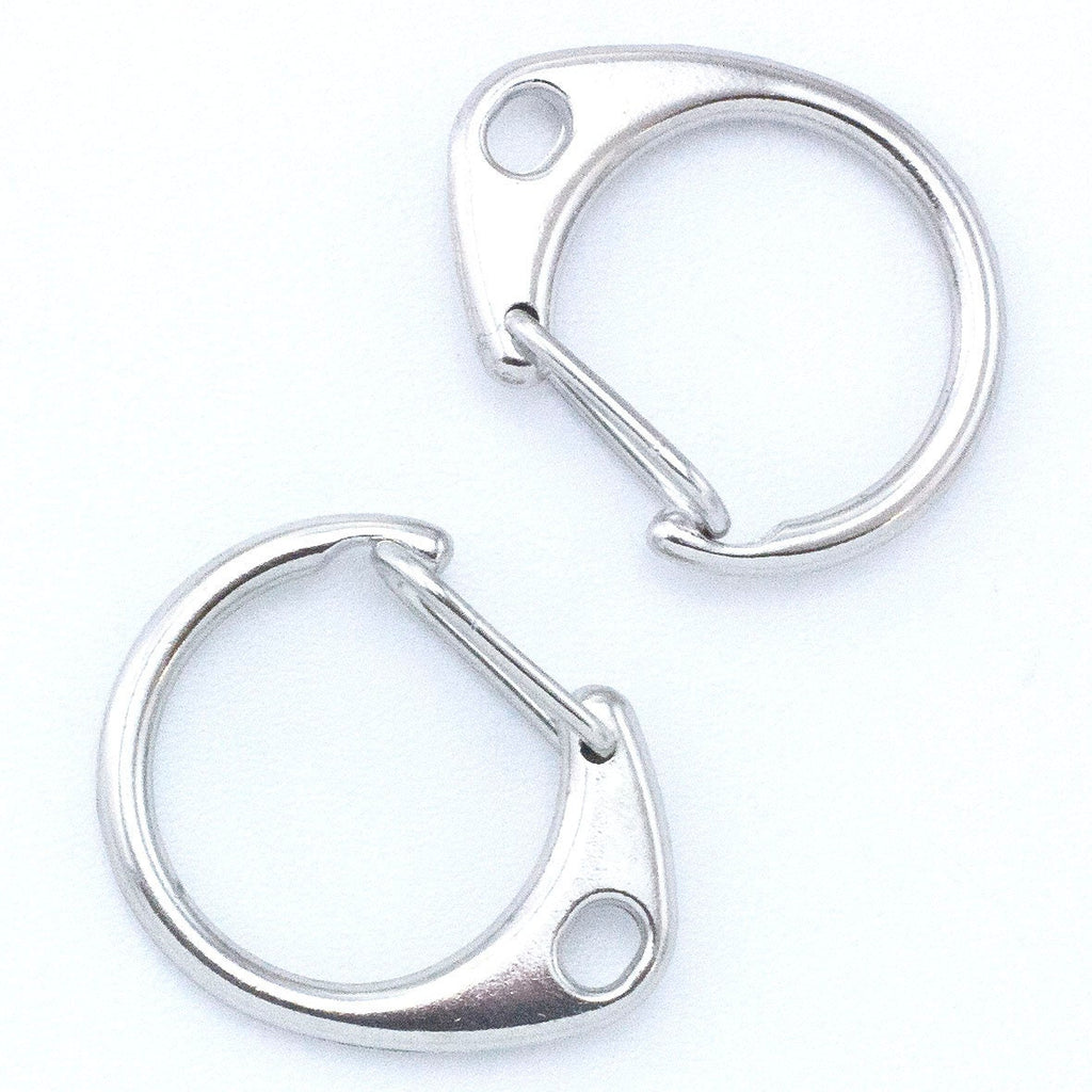 1 Rhodium Plated Round Clip Clasp - Triggerless - 27mm X 22mm