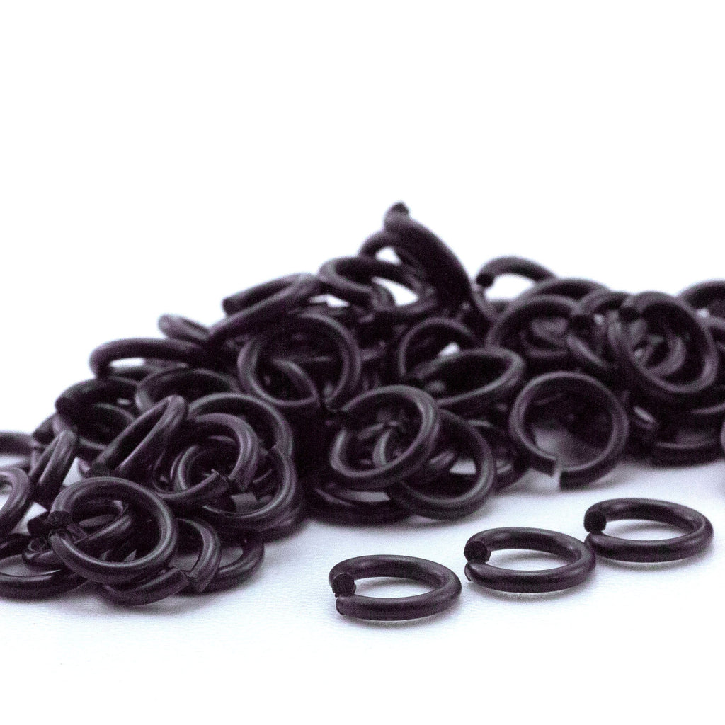 100 Glossy Black Anodized Niobium Jump Rings in Your Pick of Diameter 12, 14, 16, 18, 20, 22, 24 gauge