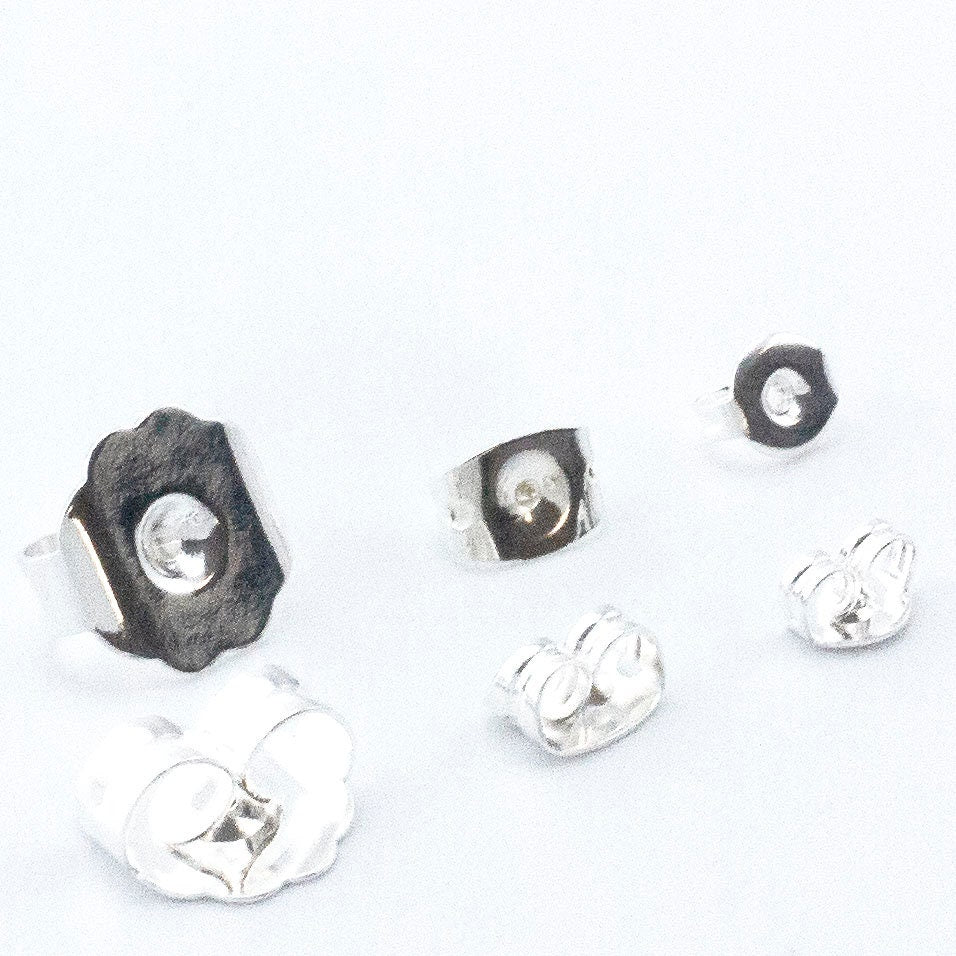 20 Pairs Hypoallergenic Surgical Steel Ear Nuts, Backs, Clutches - Small, Medium or Large - Natural Silver, Gold Plate, Silver Plate