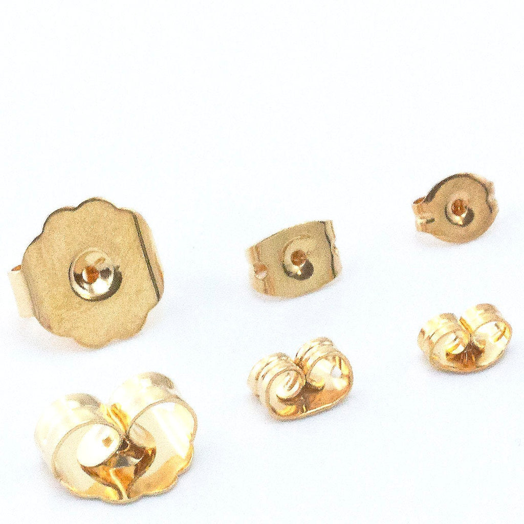20 Pairs Hypoallergenic Surgical Steel Ear Nuts, Backs, Clutches - Small, Medium or Large - Natural Silver, Gold Plate, Silver Plate