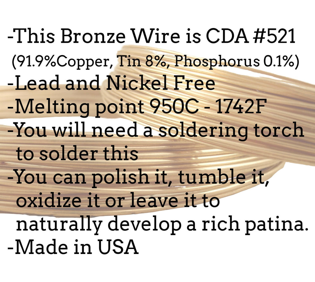 Round Solid Bronze Wire - 100% Guarantee - 4, 6, 8, 10, 12, 14, 16, 18, 20, 22, 24, 26, 28 gauge - Made in the USA