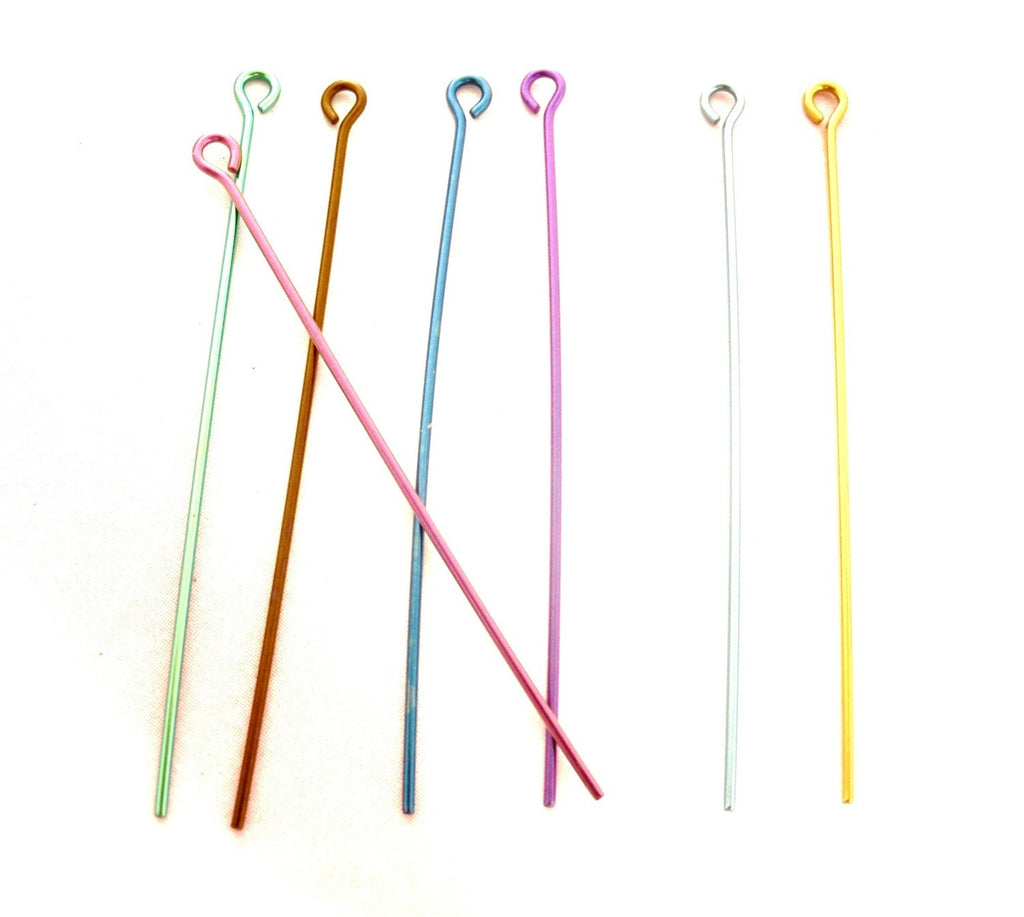 10 Niobium Eye Pins Anodized or Natural Silver 21 gauge 1 3/4 inch