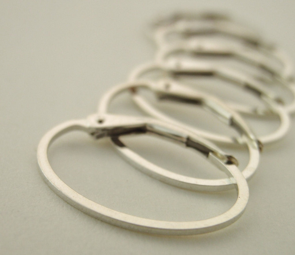 1 Pair Oval Leverback Ear Wires - Interchangeable in Sterling Silver or 14kt Gold Filled