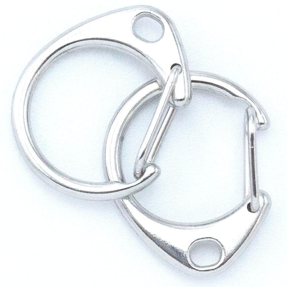 1 Rhodium Plated Round Clip Clasp - Triggerless - 27mm X 22mm