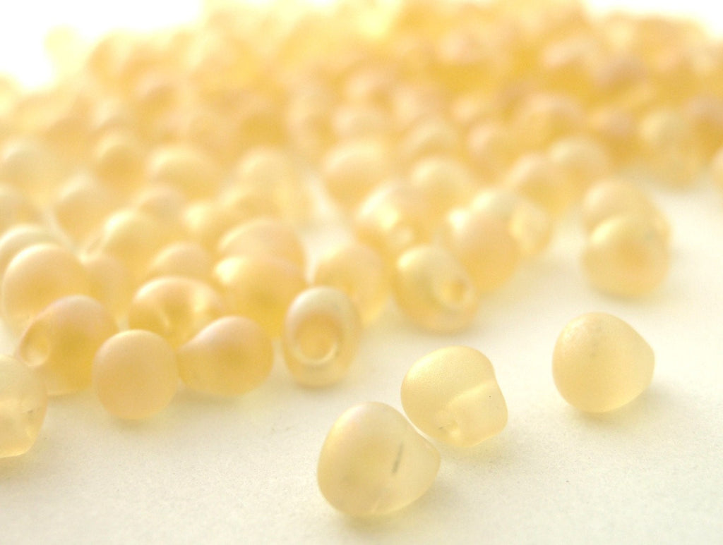 Matte Light Topaz AB Miyuki Drop Glass Beads in 12, 24 or 48 grams