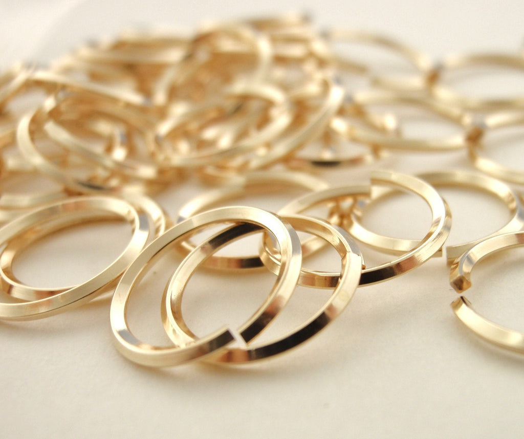 50 Handcrafted 14kt Yellow or Rose Gold Filled Square or Square on Edge Jump Rings - 22, 20, 18, 16 Gauge