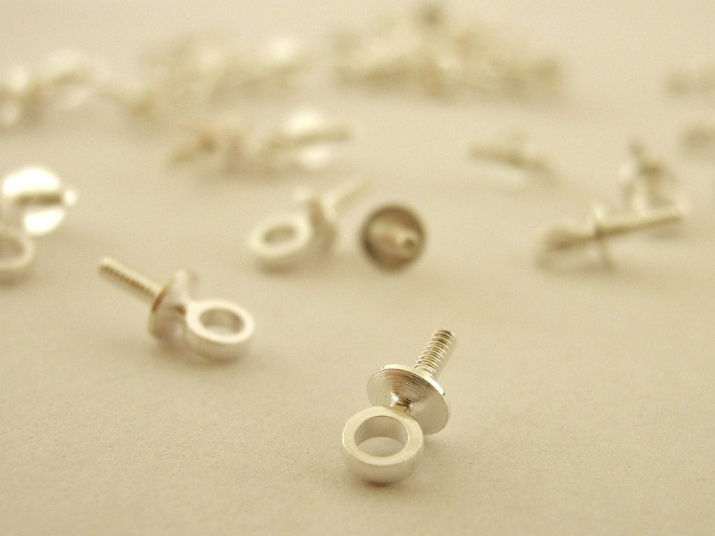 25 Screw Eyes - Silver Plate, Gold Plate or Antique Brass - 7mm X 3mm