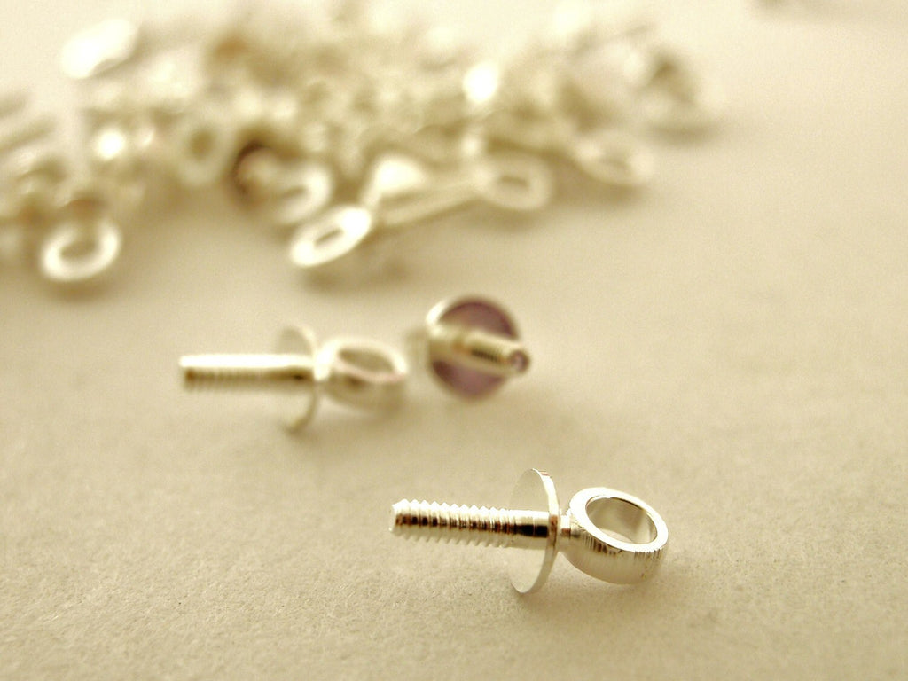 25 Screw Eyes - Silver Plate, Gold Plate or Antique Brass - 7mm X 3mm