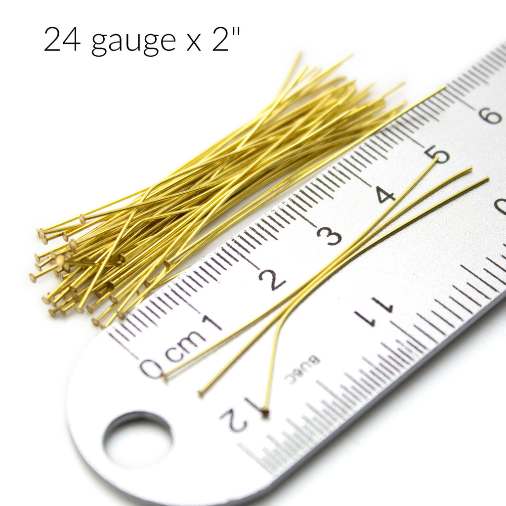 100 Yellow Brass Flat Head Pins - 20, 21, or 24 gauge - These are the Best