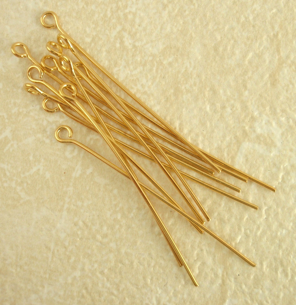 100 Eye Pins - Best Commercial Choice in Gold Plate, Silver Plate, Antique Gold, Antique Silver, Gunmetal in 21 and 24 gauge