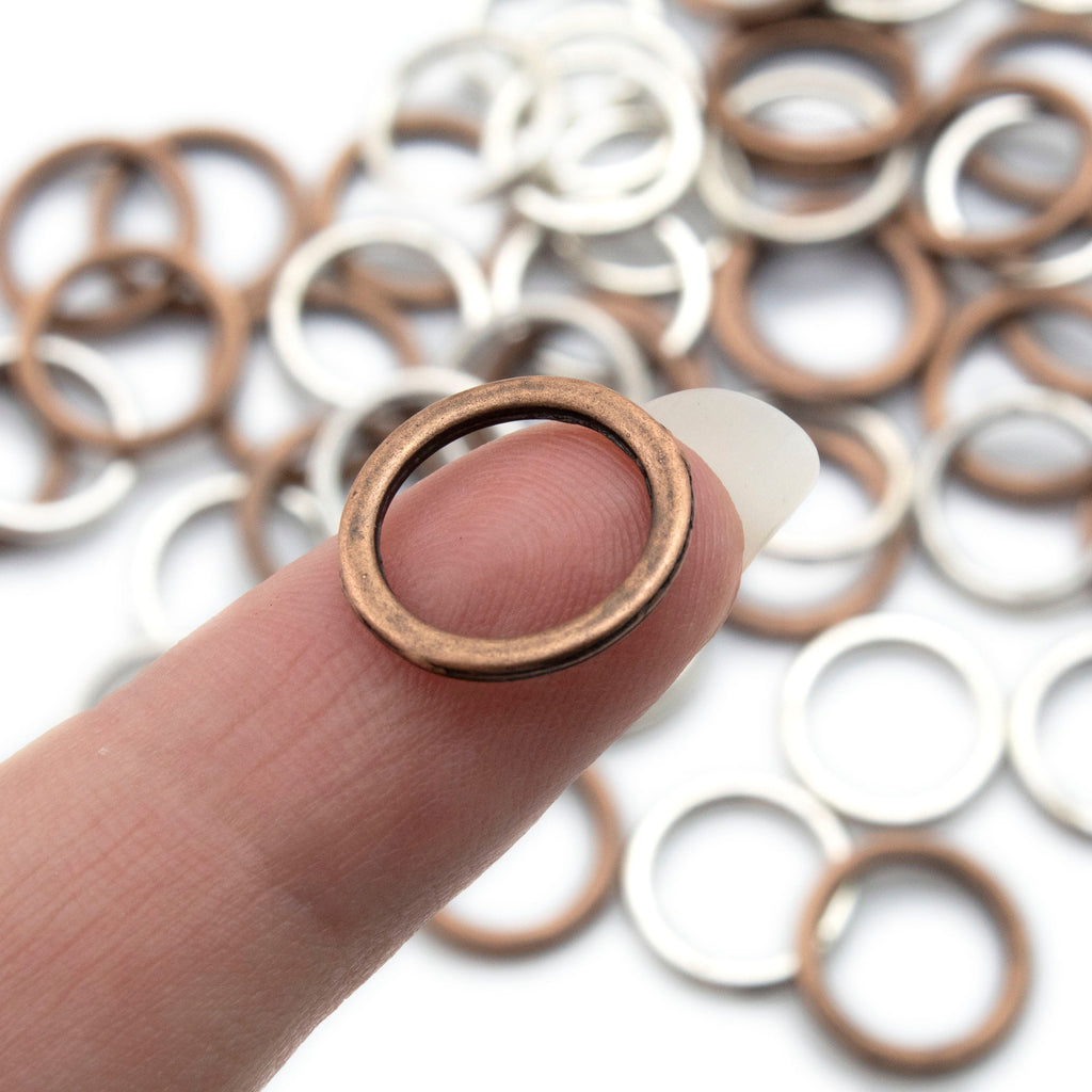 50 - 14 gauge 14mm OD Soldered Closed Jump Rings - Silver Plate or Antique Copper - Best Commercially Made - 100% Guarantee
