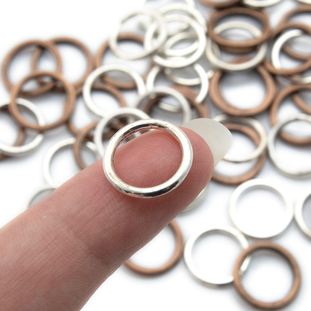 50 - 14 gauge 14mm OD Soldered Closed Jump Rings - Silver Plate or Antique Copper - Best Commercially Made - 100% Guarantee