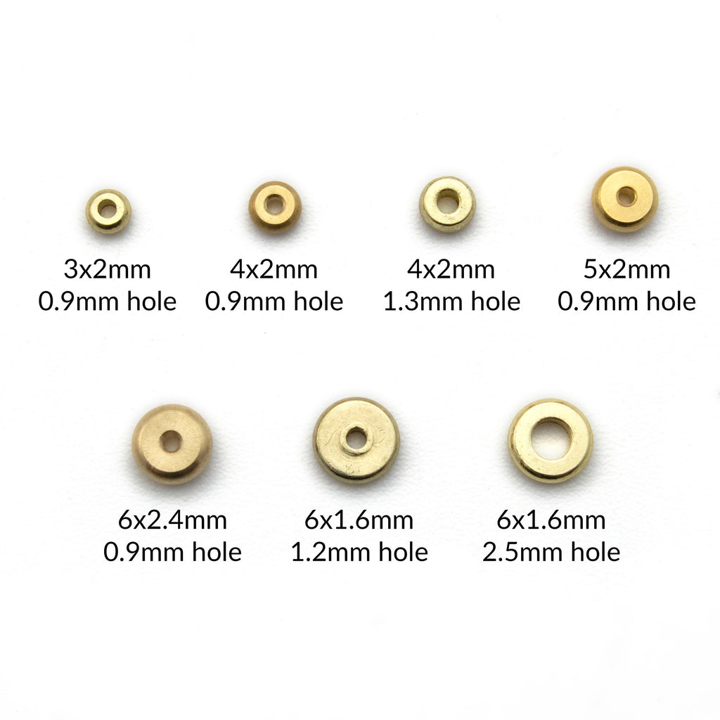 30 - Solid Brass Rondelle Beads 3mm, 4mm, 5mm, 6mm - 100% Guarantee