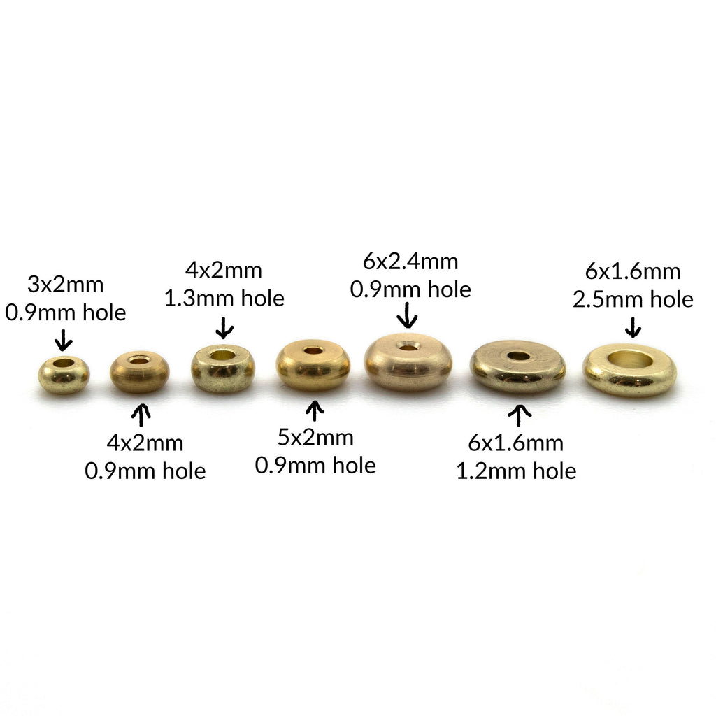 30 Beads Solid Brass Rondelle 3mm, 4mm, 5mm, 6mm - 100% Guarantee