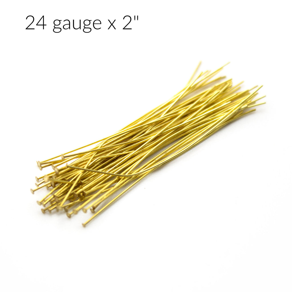 100 Yellow Brass Flat Head Pins - 20, 21, or 24 gauge - These are the Best