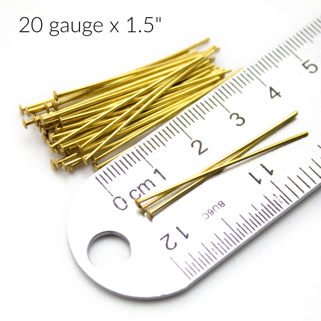 100 Yellow Brass Flat Head Pins - 20, 21, or 24 gauge - These are the Best