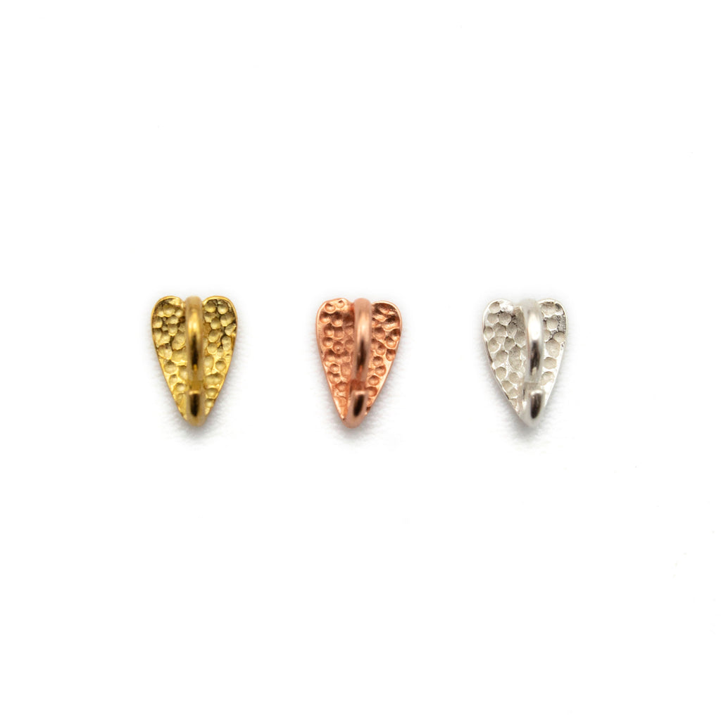 Heart Bails with Hidden Hook 2 - 8mm x 5.5mm - Brass or Sterling Silver - 100% Guarantee