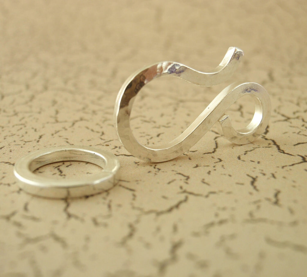 1 Large Forged Square Wire Clasp - Blunt Style With Jump Ring 20mm X 15mm in Sterling Silver, Copper, Brass, Stainless Steel, 14kt Gold Fill