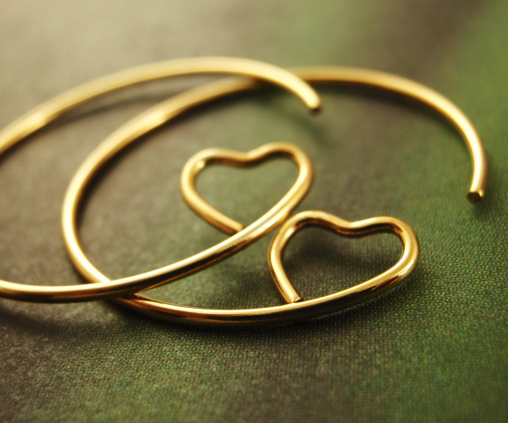 Heart Hoops 5 Pairs in Gold Plate and Silver Plate 23mm