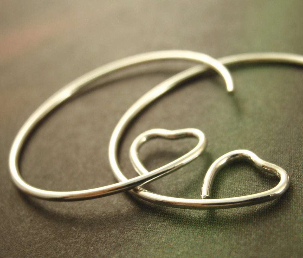 Heart Hoops 5 Pairs in Gold Plate and Silver Plate 23mm
