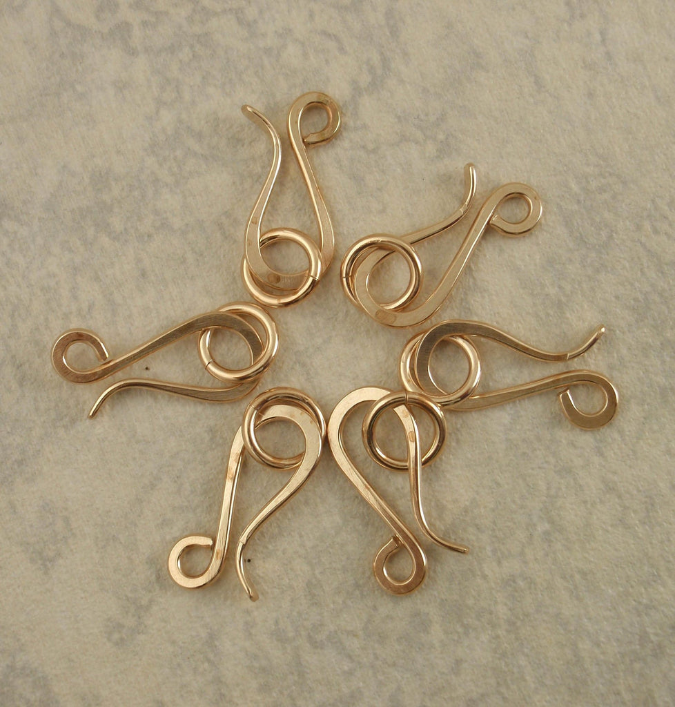 Brass Hook Clasp - 1 Hand Forged Medium 16mm X 10mm with Catch Ring