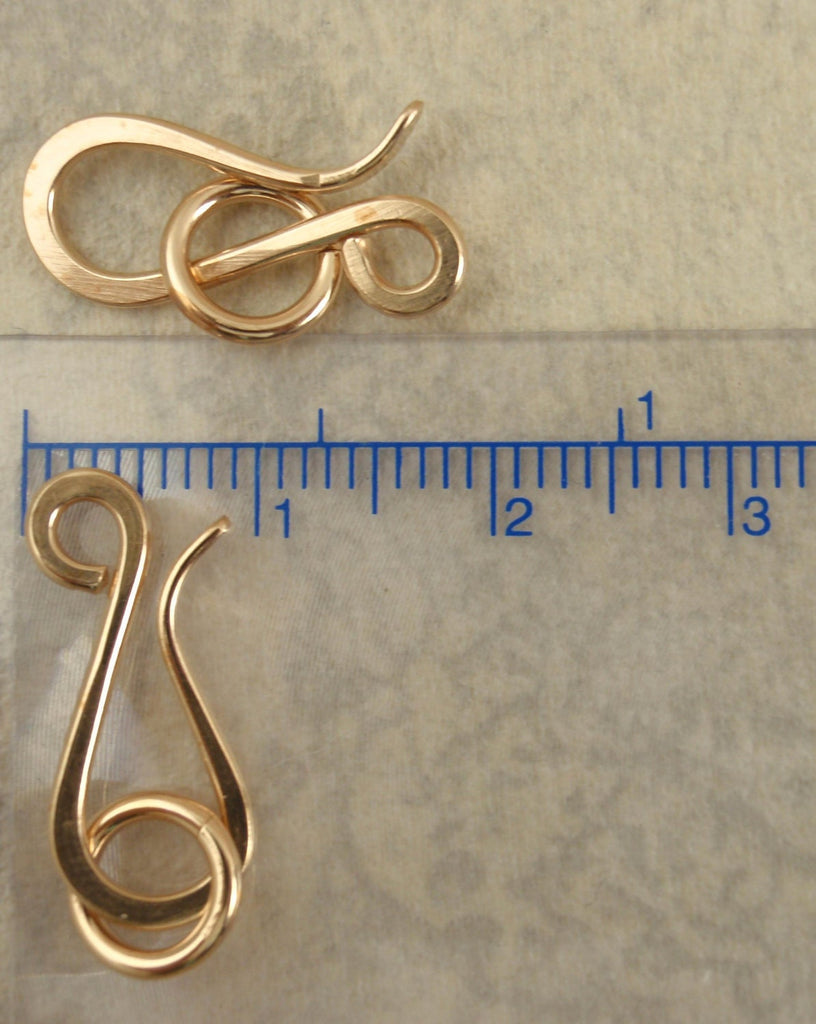 Brass Hook Clasp - 1 Hand Forged Medium 16mm X 10mm with Catch Ring