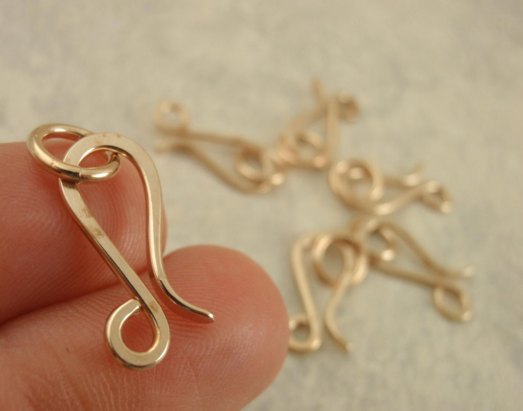 Brass Hook Clasp - 1 Hand Forged Medium 16mm X 10mm with Catch Ring