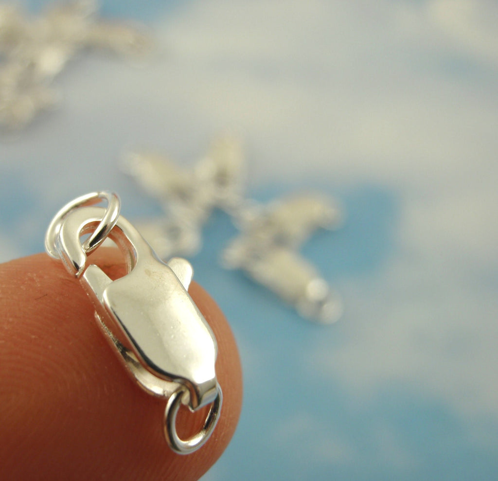 5 Small Flat Lobster Clasps 12mm X 5mm - Copper, Gunmetal, Silver, Gold, or Antique Gold Plated Brass with Jump Rings