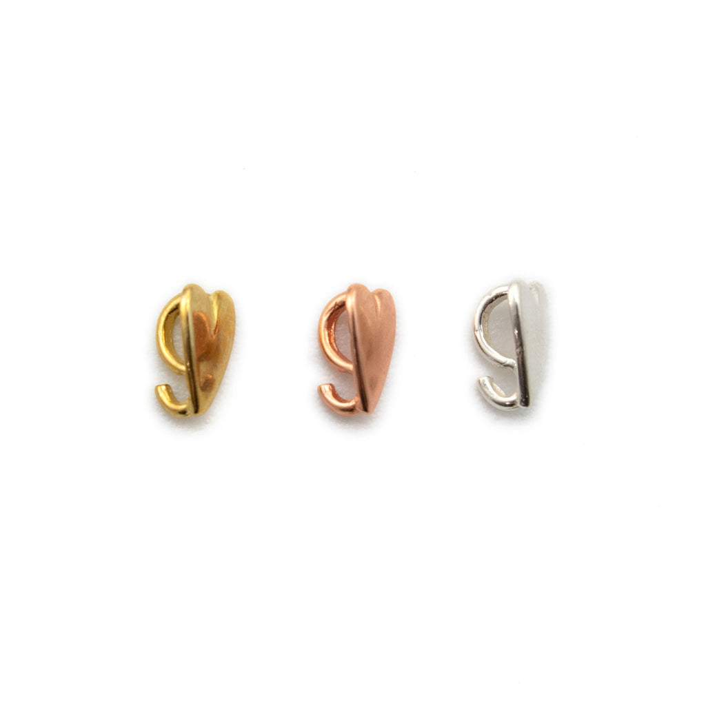 Heart Bails with Hidden Hook 2 - 8mm x 5.5mm - Brass or Sterling Silver - 100% Guarantee