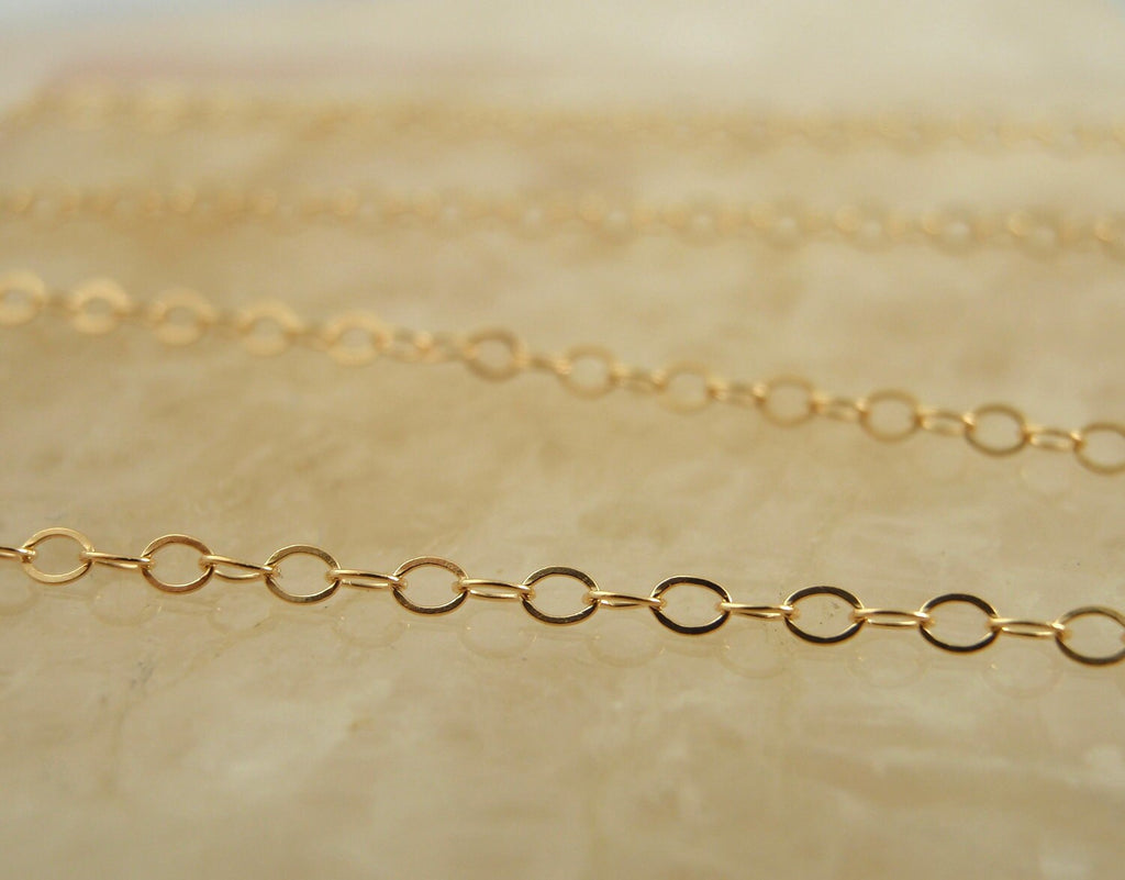 1.4mm 14kt Gold Filled Fine Flat Cable Chain - By the Foot or Finished Chain Made in the USA