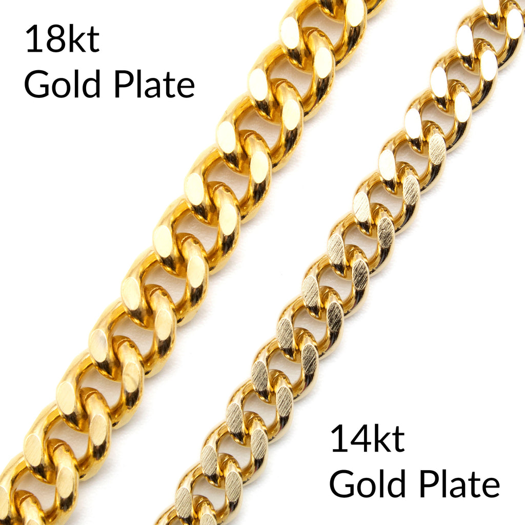 Diamond Cut Curb Chain - 6.8mm - 14kt Gold, 18kt Gold, or Rhodium Plated - You Pick Length - Made in the USA Chain