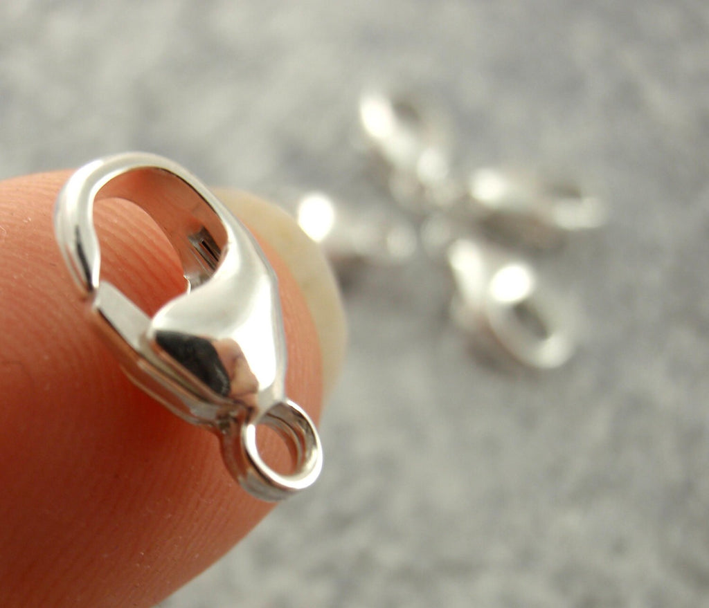 1 Argentium Sterling Silver Lobster Clasp - Teardrop Style - 9mm X 5mm - Non Tarnish - 100% Guarantee