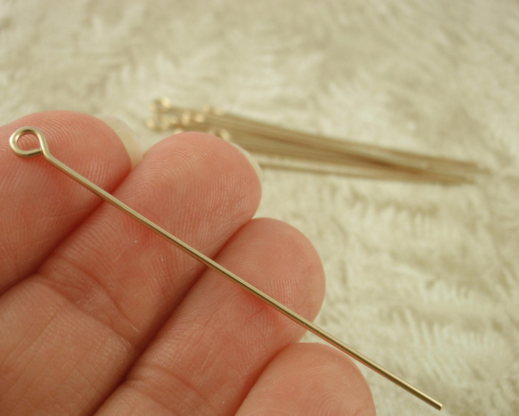 10 Sterling Silver, 14kt Yellow Gold Filled, Rose Gold Filled Eye Pins - Handcrafted in Your Choice of Gauge and Length