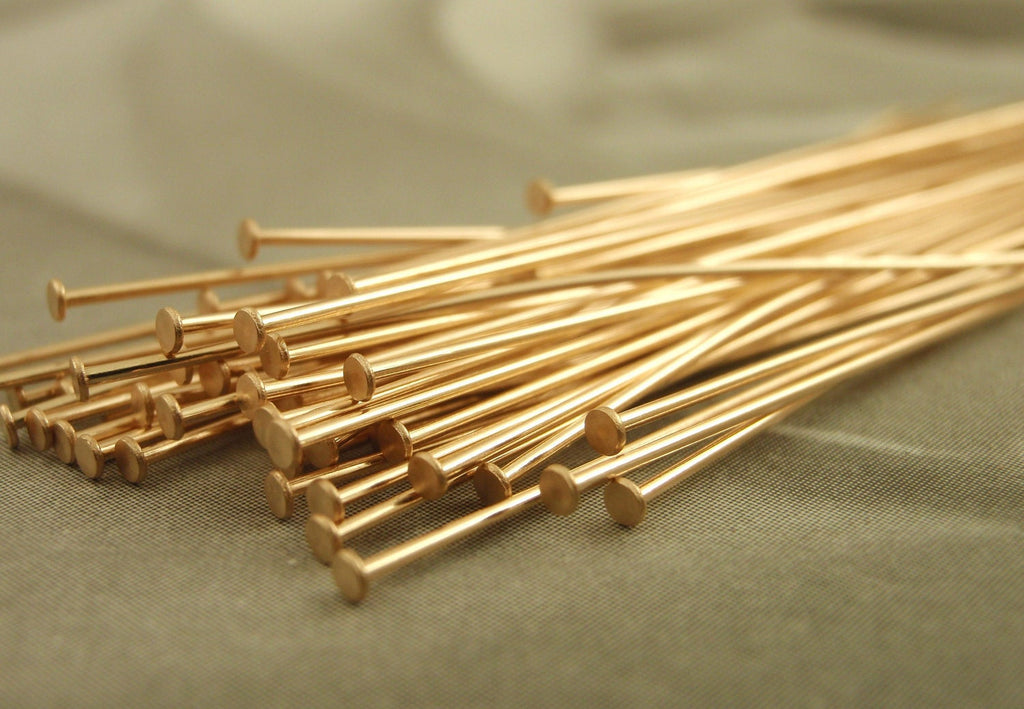 50 Solid Bronze Stunning Flat Head Pins in 21 or 23 gauge - Raw or Oxidized - Made in the USA